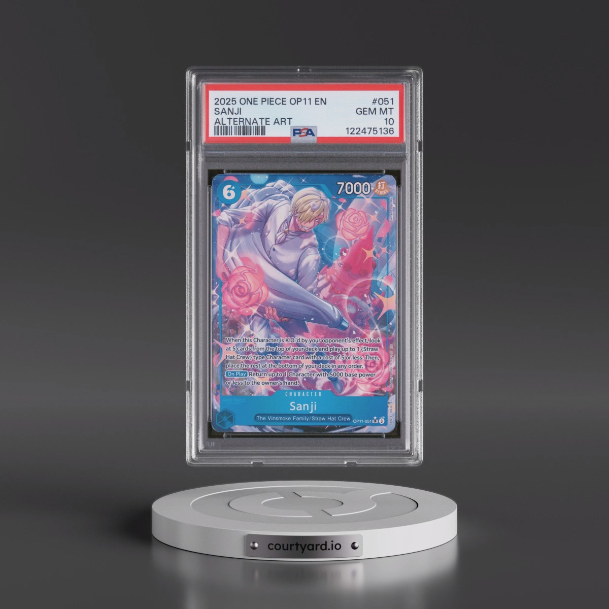 2025 One Piece OP11-A Fist of Divine Speed Sanji - Alternate Art #051 PSA 10