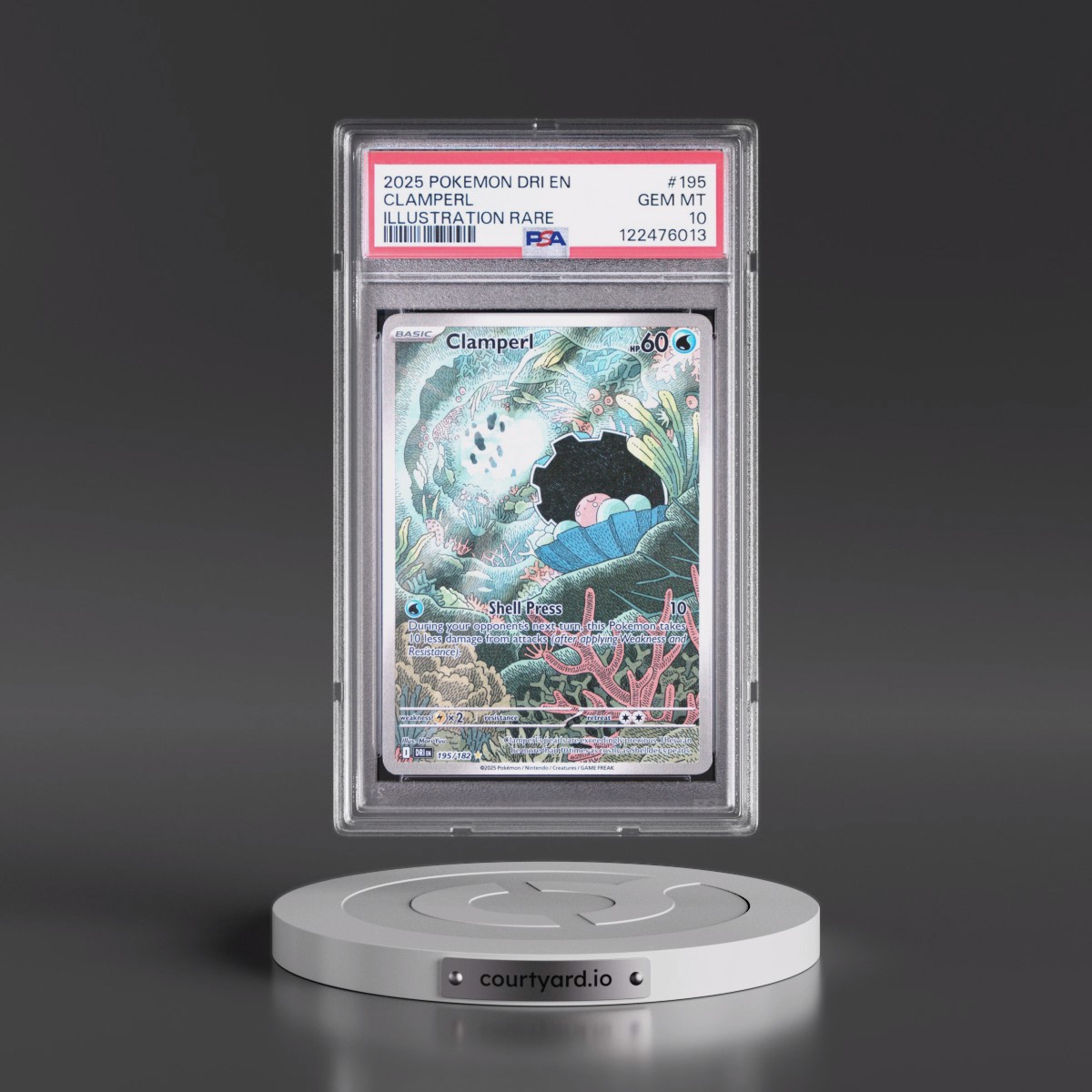 2025 Pokémon Dri EN-Destined Rivals #195 Clamperl - Illustration Rare (PSA 10 GEM MINT)
