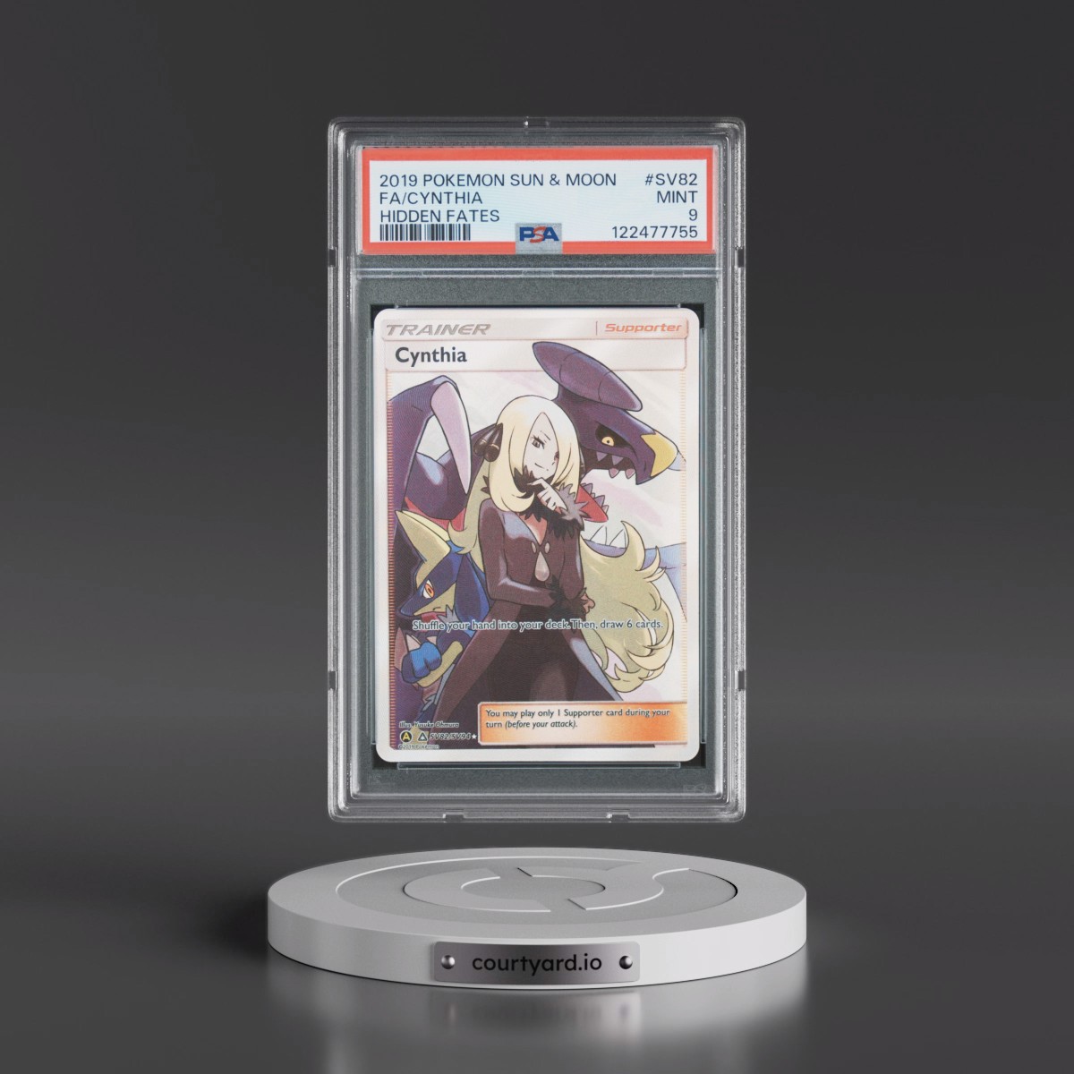 2019 Pokémon Sun & Moon Hidden Fates #SV82 Cynthia - Full Art (PSA 9 MINT)