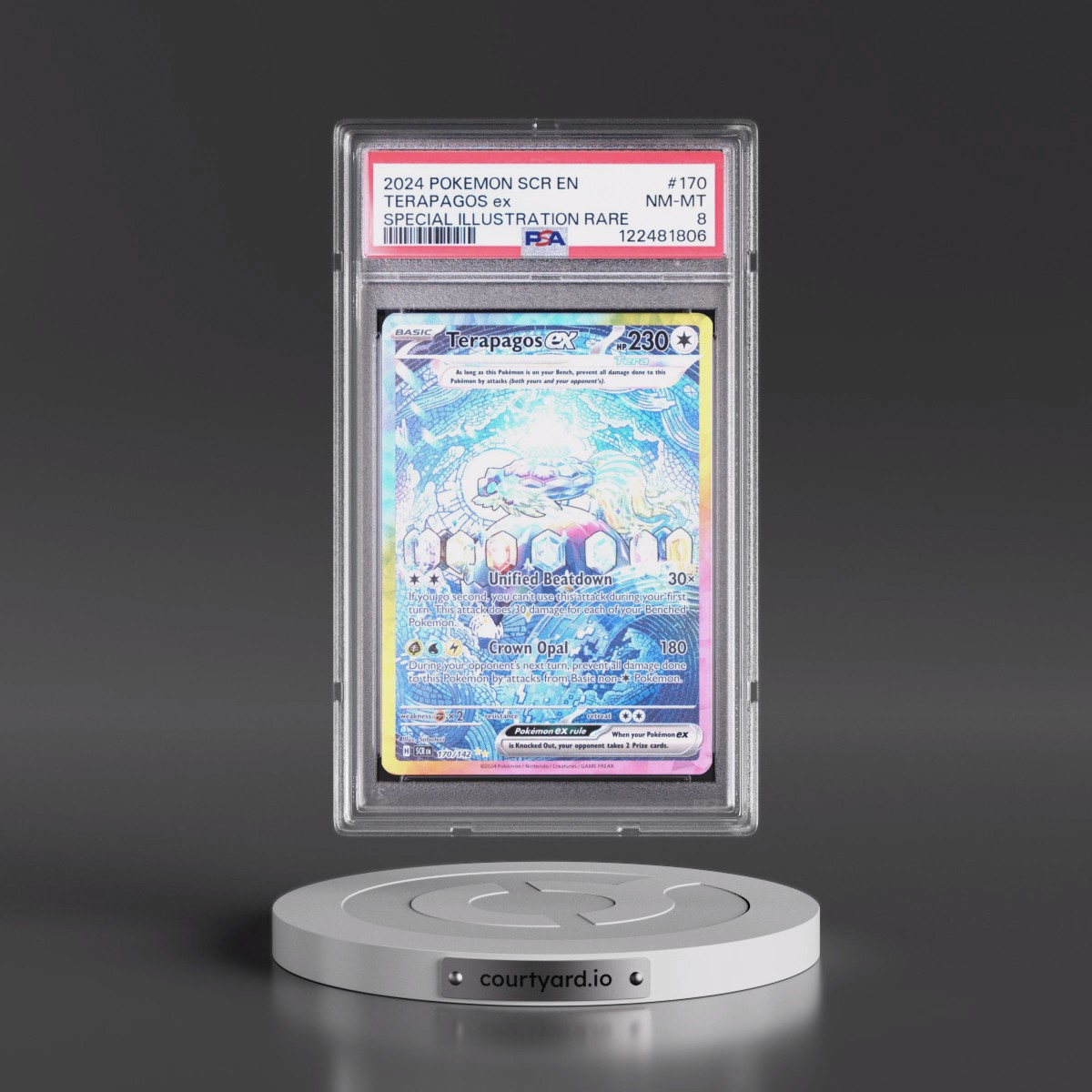 2024 Pokémon Scr EN-Stellar Crown #170 Terapagos EX - Holo Special Illustration Rare (PSA 8 NM-MT)
