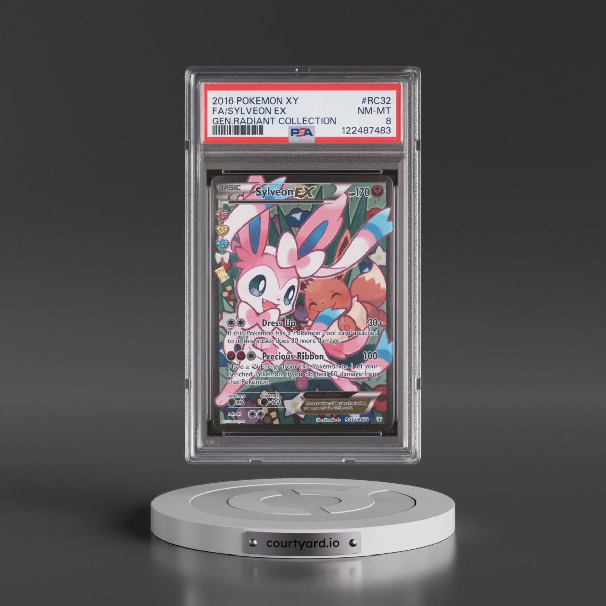 2016 Pokémon XY Generations Radiant Collection #RC32 Sylveon EX - Holo Full Art (PSA 8 NM-MT)
