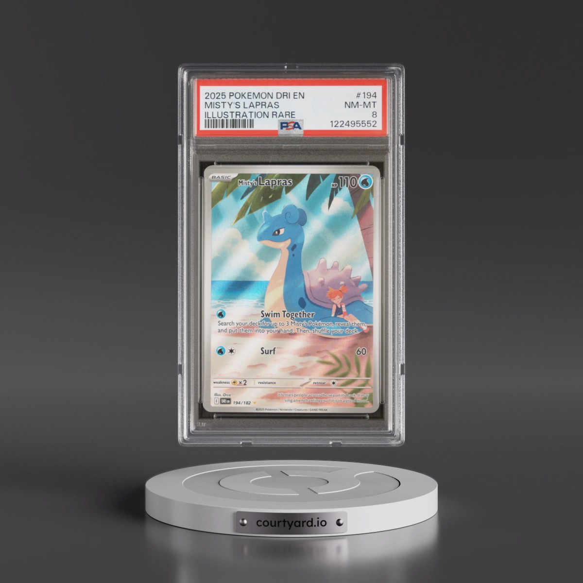 2025 Pokémon Dri EN-Destined Rivals #194 Misty's Lapras - Illustration Rare (PSA 8 NM-MT)