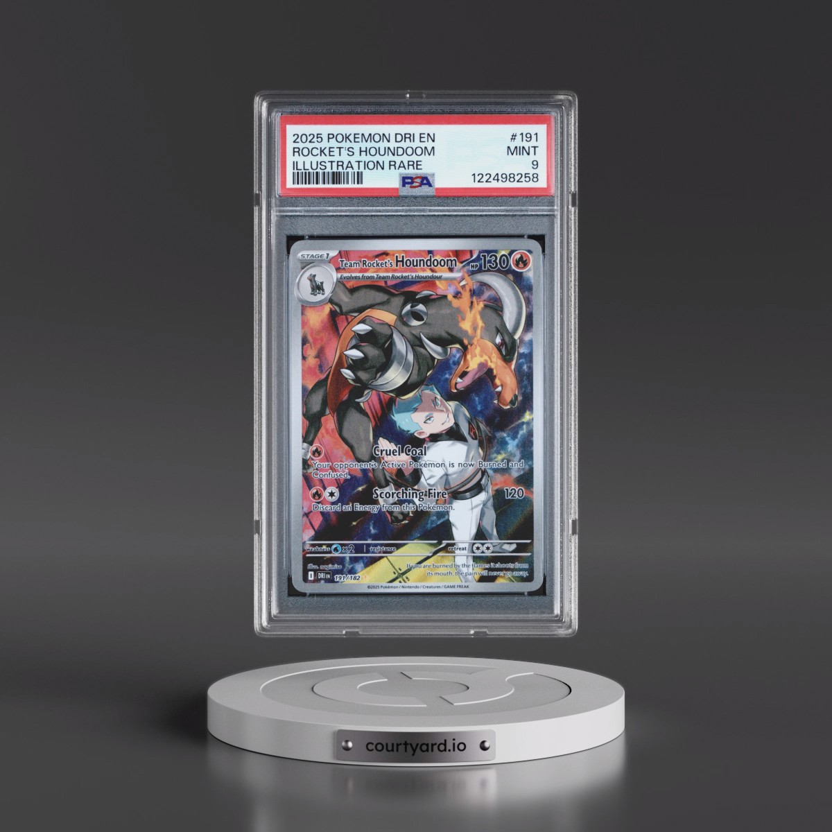 2025 Pokémon Dri EN-Destined Rivals #191 Team Rocket's Houndoom - Illustration Rare (PSA 9 MINT)