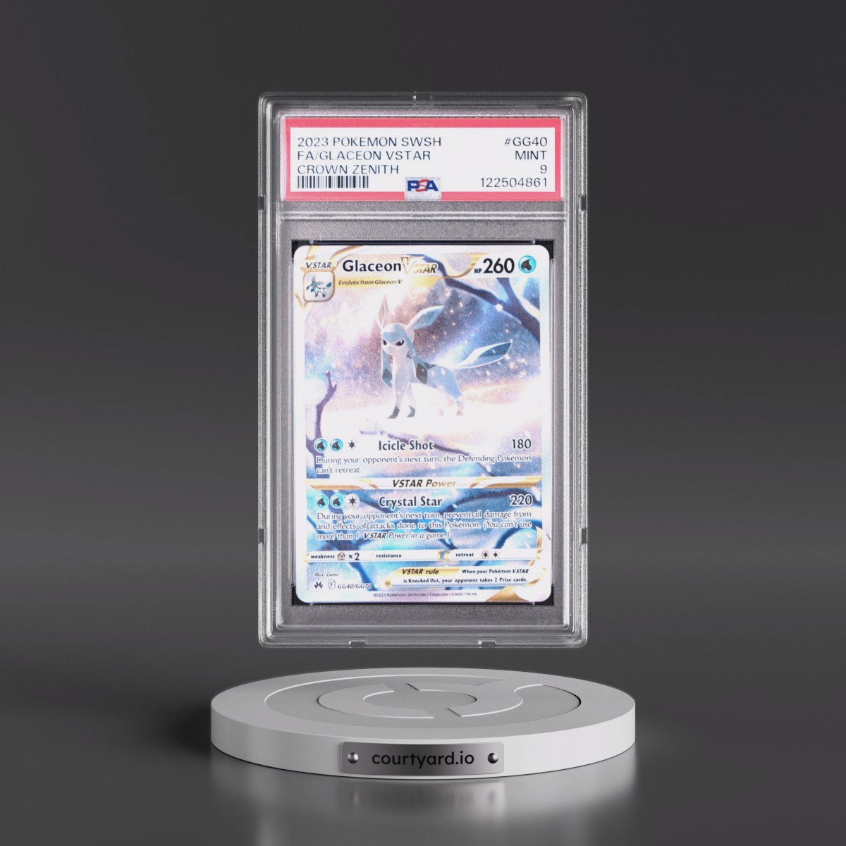2023 Pokémon Sword and Shield Crown Zenith #GG40 Glaceon Vstar - Full Art (PSA 9 MINT)