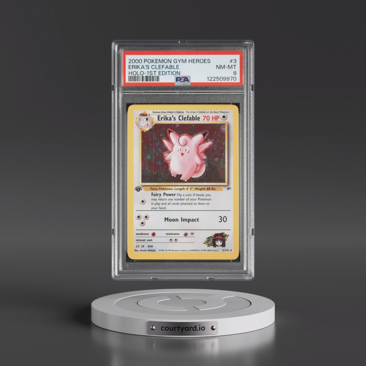 2000 Pokémon Gym Heroes #3 Erika's Clefable - 1st Edition Holo (PSA 8 NM-MT)