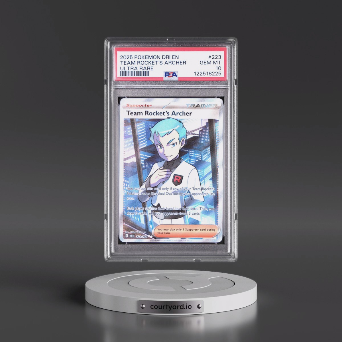 2025 Pokémon Dri EN-Destined Rivals #223 Team Rocket's Archer - Ultra Rare (PSA 10 GEM MINT)