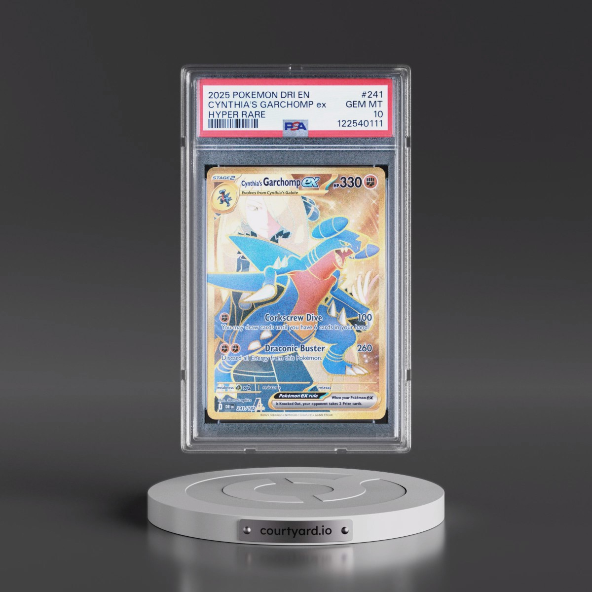 2025 Pokémon Dri EN-Destined Rivals #241 Cynthia's Garchomp EX - Holo Hyper Rare (PSA 10 GEM MINT)