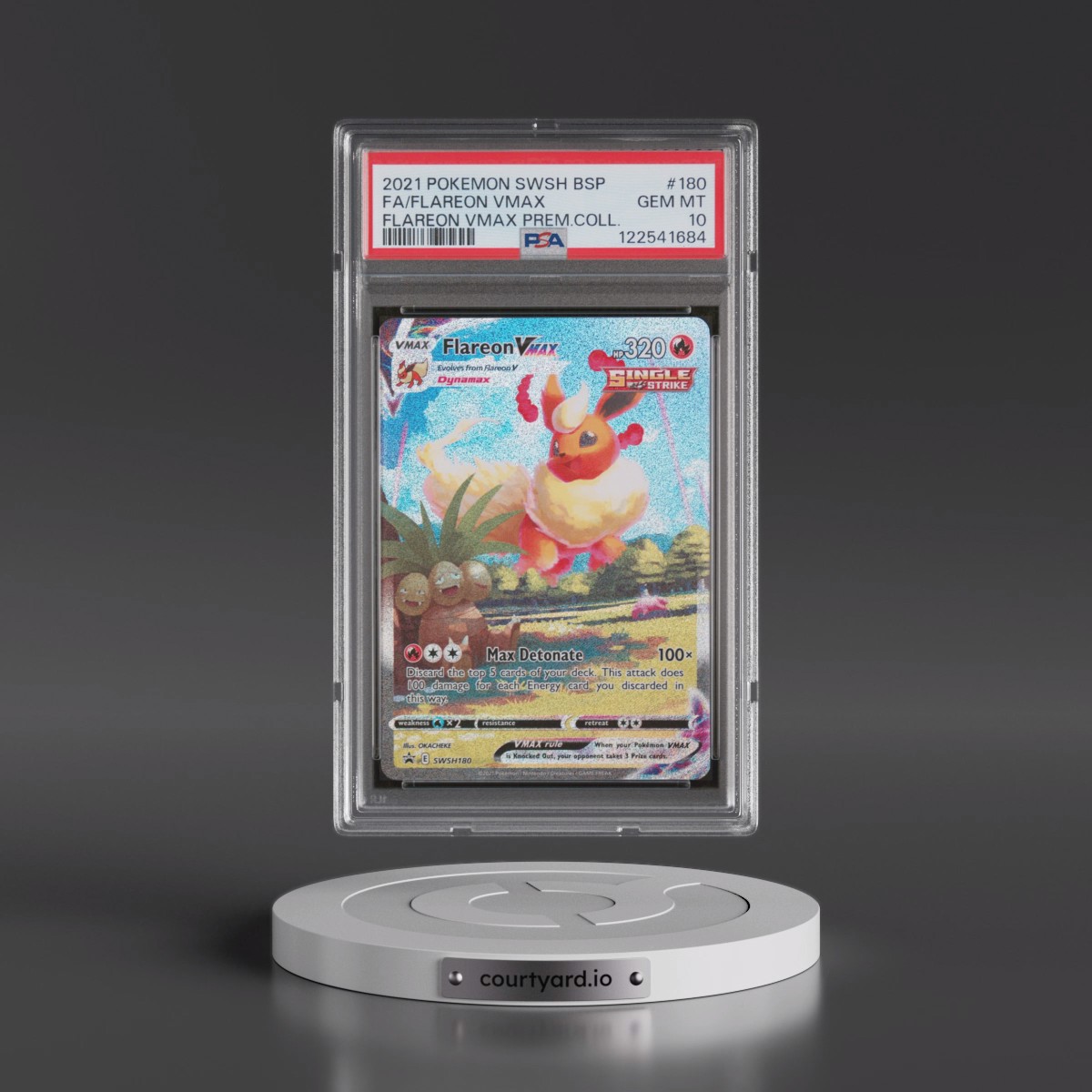 2021 Pokémon Swsh Black Star Promo #180 Flareon Vmax - Full Art Flareon Vmax Premium Collection (PSA 10 GEM MINT)