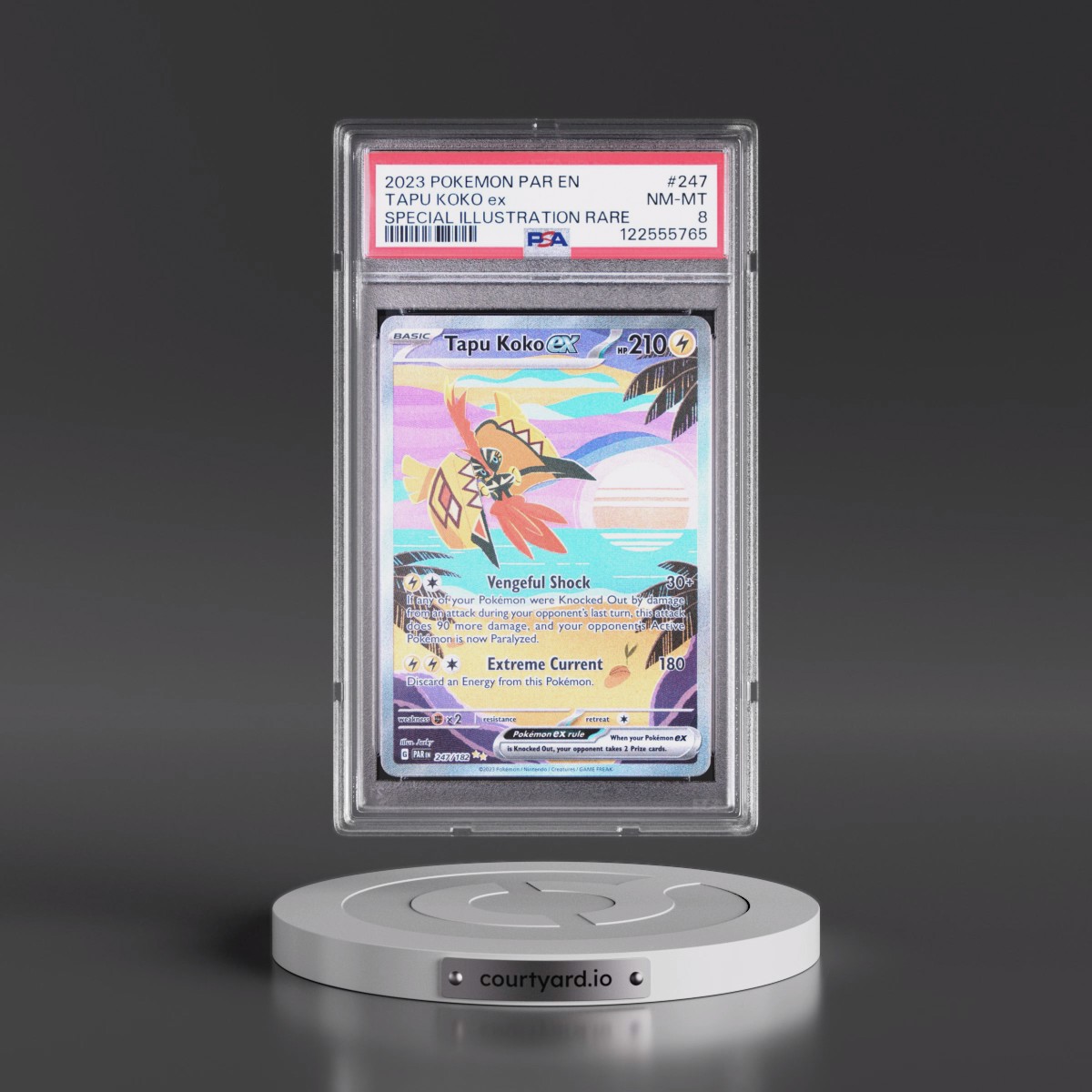 2023 Pokémon Par EN-Paradox Rift #247 Tapu Koko EX - Holo Special Illustration Rare (PSA 8 NM-MT)