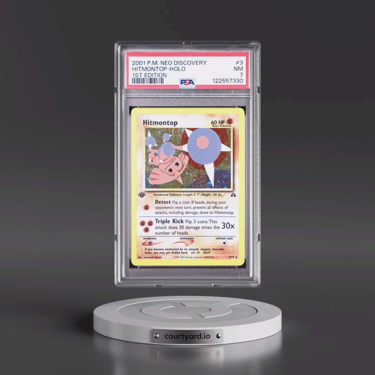 2001 Pokémon Neo Discovery #3 Hitmontop - 1st Edition Holo (PSA 7 NM)