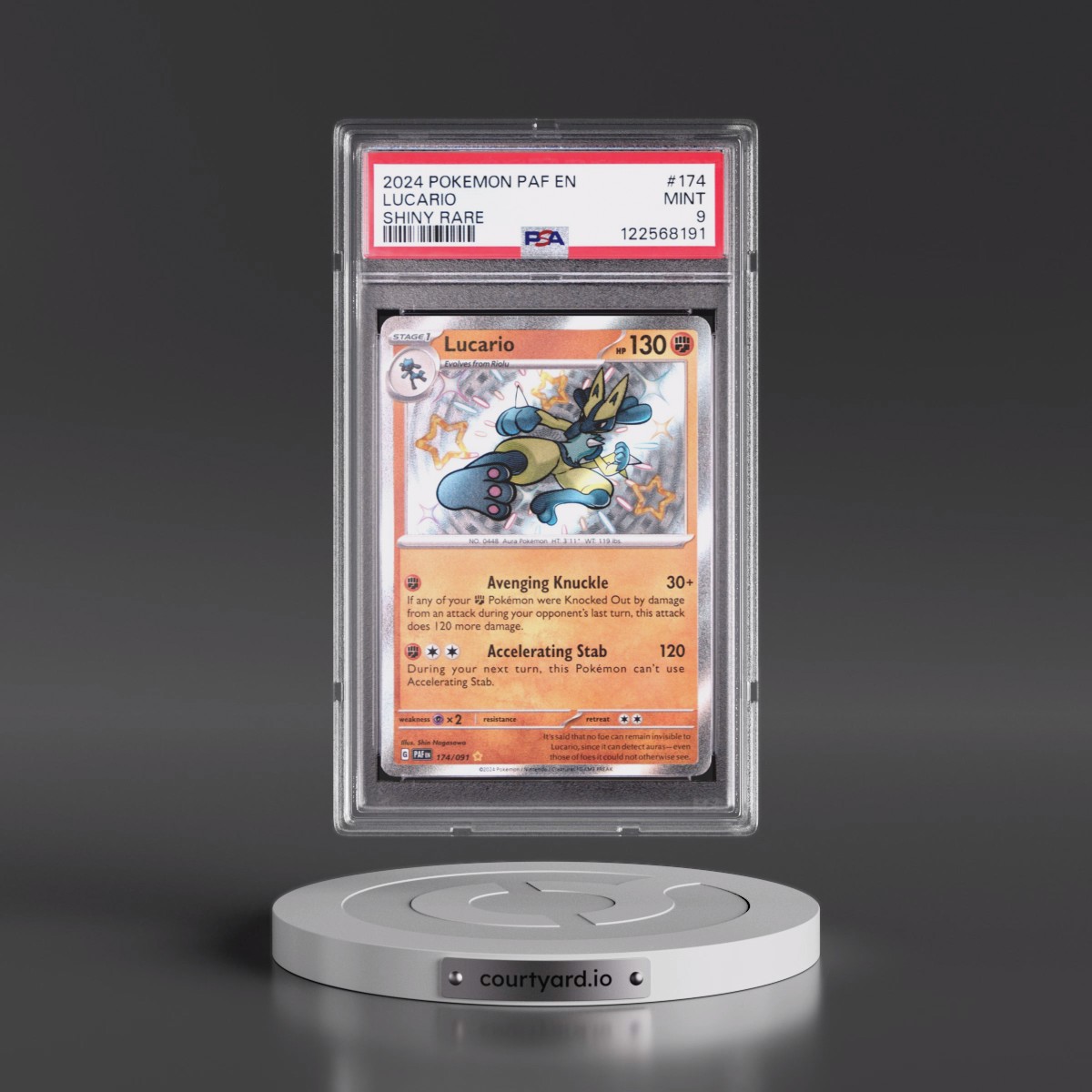2024 Pokémon Paf EN-Paldean Fates #174 Lucario - Shiny Rare (PSA 9 MINT)