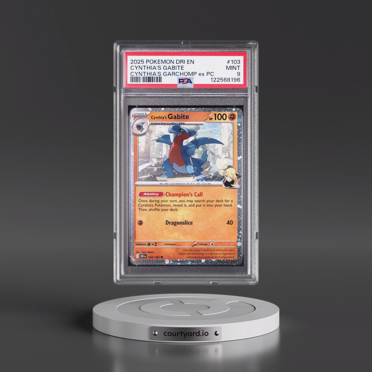 2025 Pokémon Dri EN-Destined Rivals #103 Cynthia's Gabite - Cynthia's Garchomp EX Premium Collection (PSA 9 MINT)