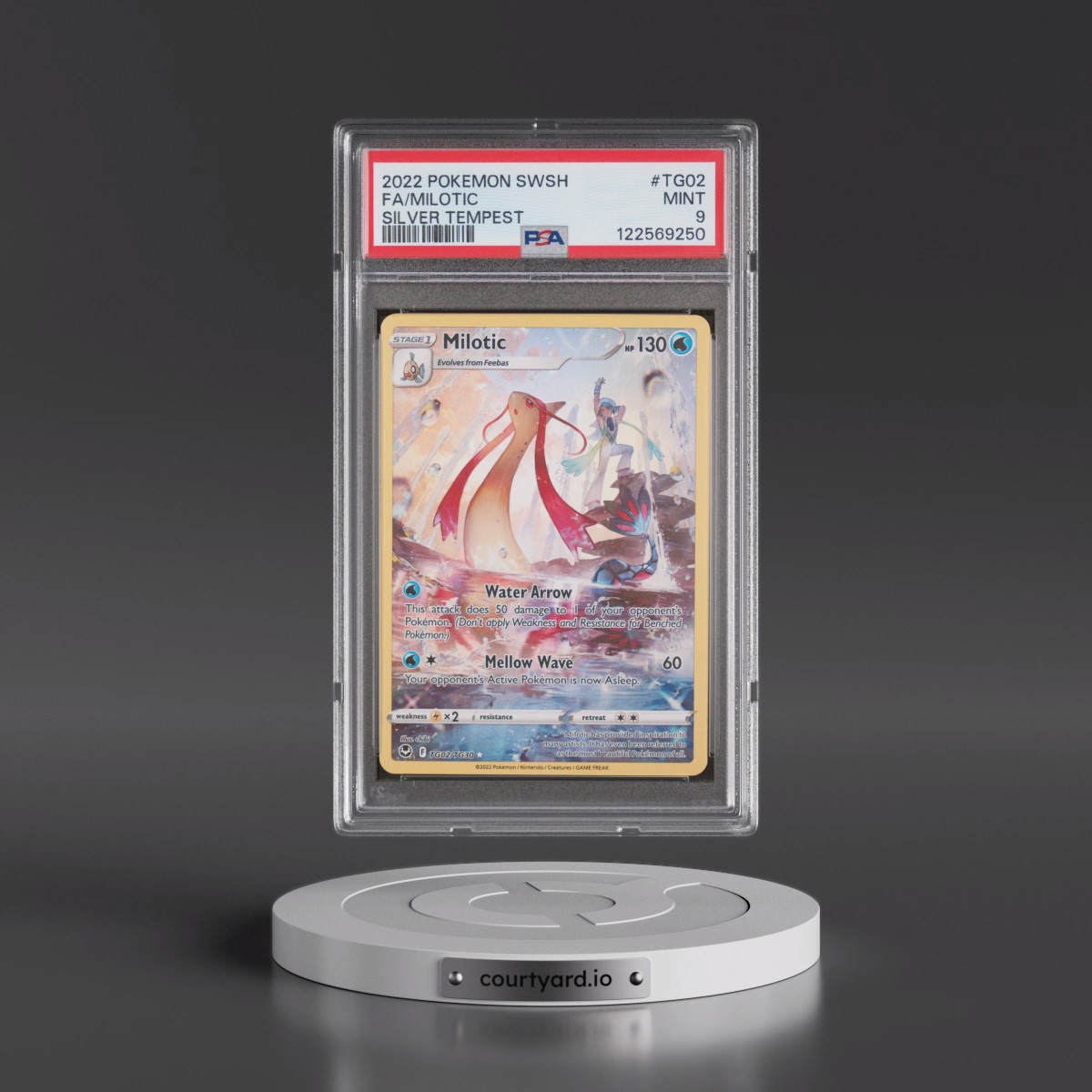 2022 Pokémon Sword & Shield Silver Tempest #TG02 Milotic - Full Art (PSA 9 MINT)