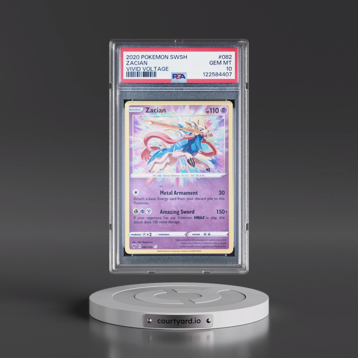 2020 Pokémon Sword & Shield Vivid Voltage #082 Zacian (PSA 10 GEM MINT)