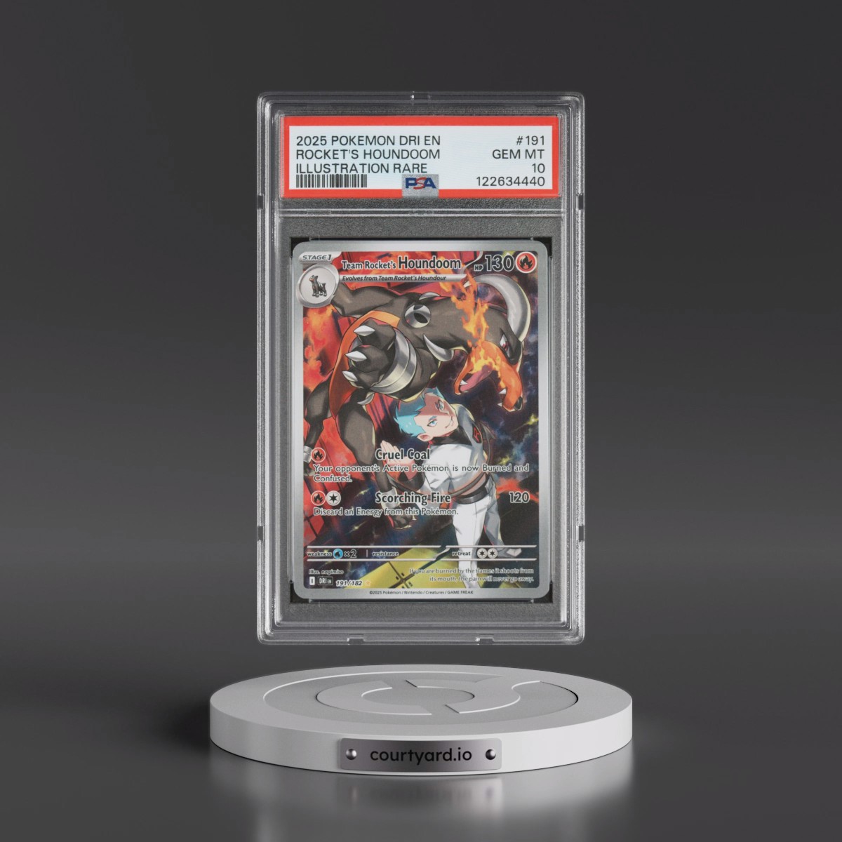 2025 Pokémon Dri EN-Destined Rivals #191 Team Rocket's Houndoom - Illustration Rare (PSA 10 GEM MINT)