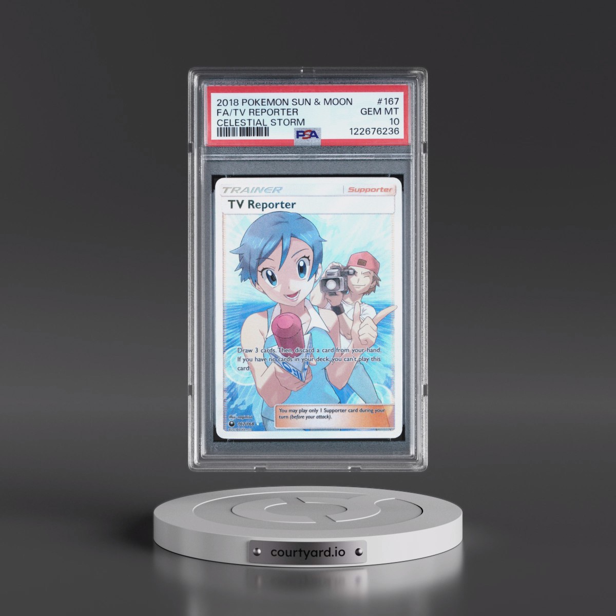 2018 Pokémon Sun & Moon Celestial Storm #167 TV Reporter - Full Art (PSA 10 GEM MINT)