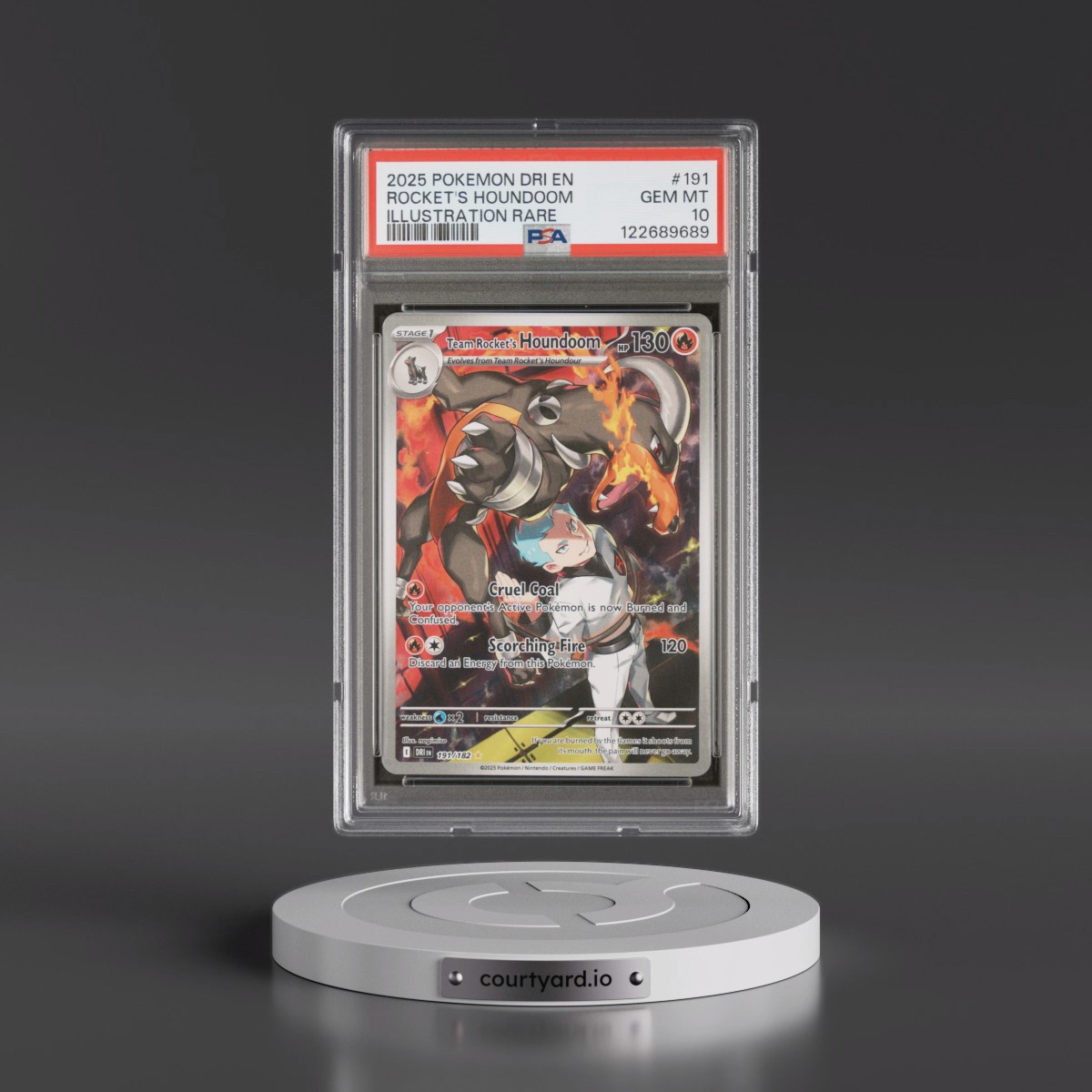 2025 Pokémon Dri EN-Destined Rivals #191 Team Rocket's Houndoom - Illustration Rare (PSA 10 GEM MINT)