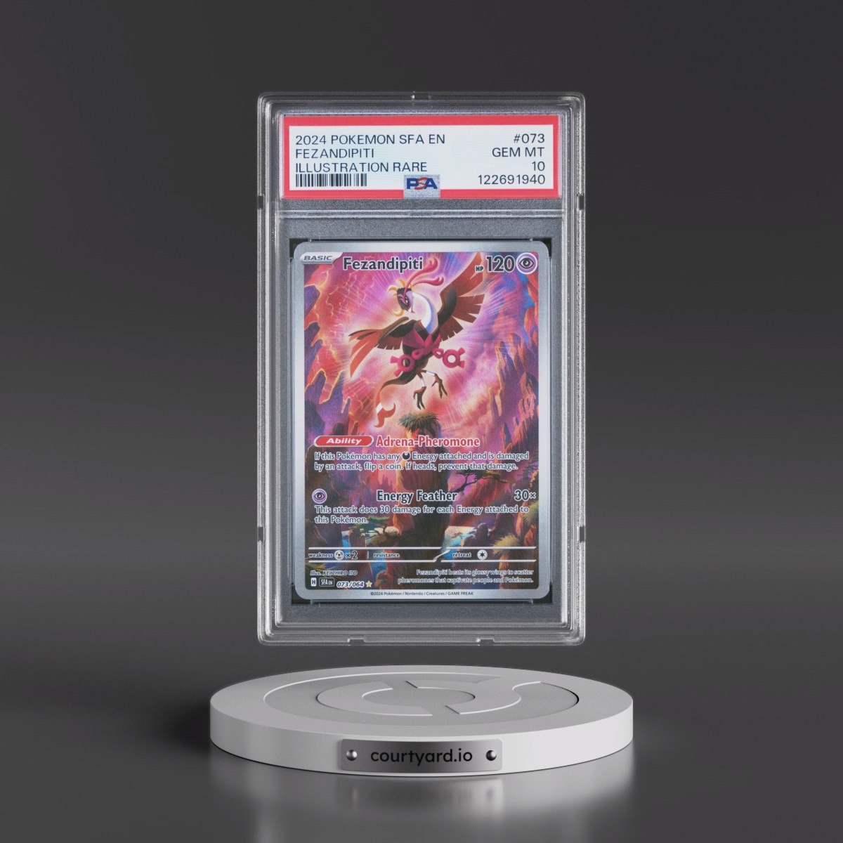 2024 Pokémon Sfa EN-Shrouded Fable #073 Fezandipiti - Illustration Rare (PSA 10 GEM MINT)
