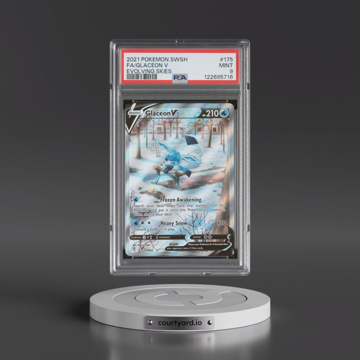 2021 Pokémon Sword & Shield Evolving Skies Glaceon V - Holo Full Art #175 PSA 9
