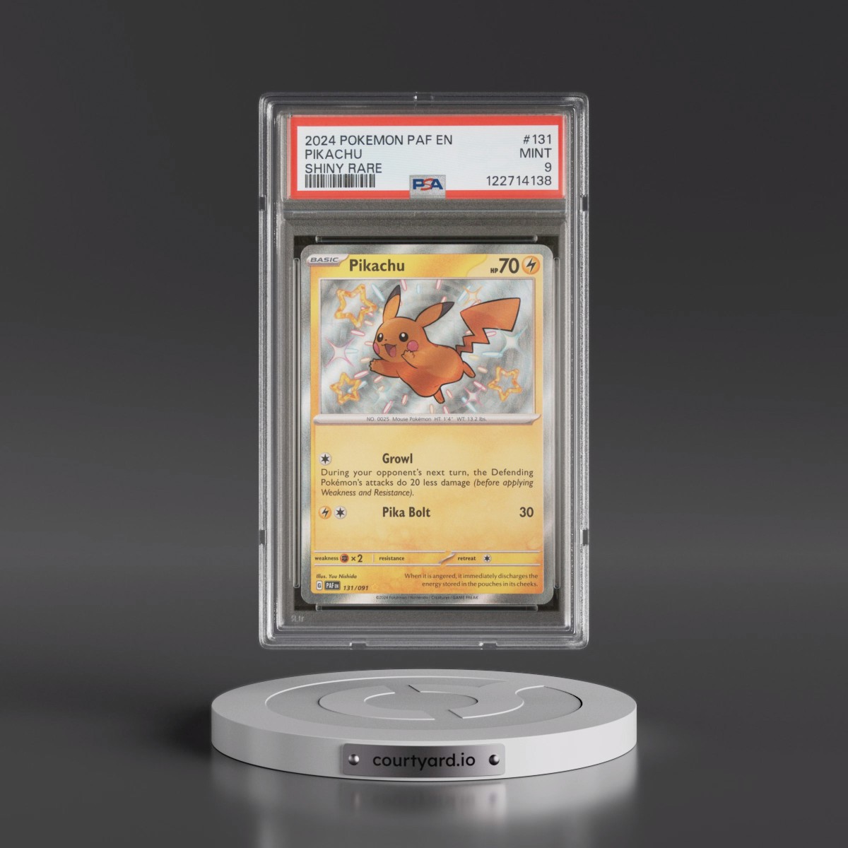 2024 Pokémon Paf EN-Paldean Fates #131 Pikachu - Shiny Rare (PSA 9 MINT)