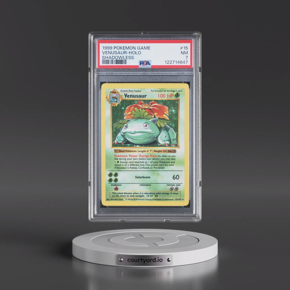 1999 Pokémon Game #15 Venusaur - Holo Shadowless (PSA 7 NM)