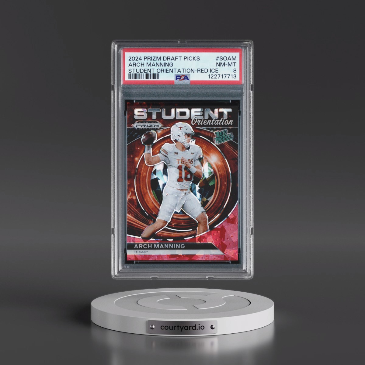 2024 Panini Prizm Draft Picks Student Orientation #SOAM Arch Manning - Red Ice (PSA 8 NM-MT)