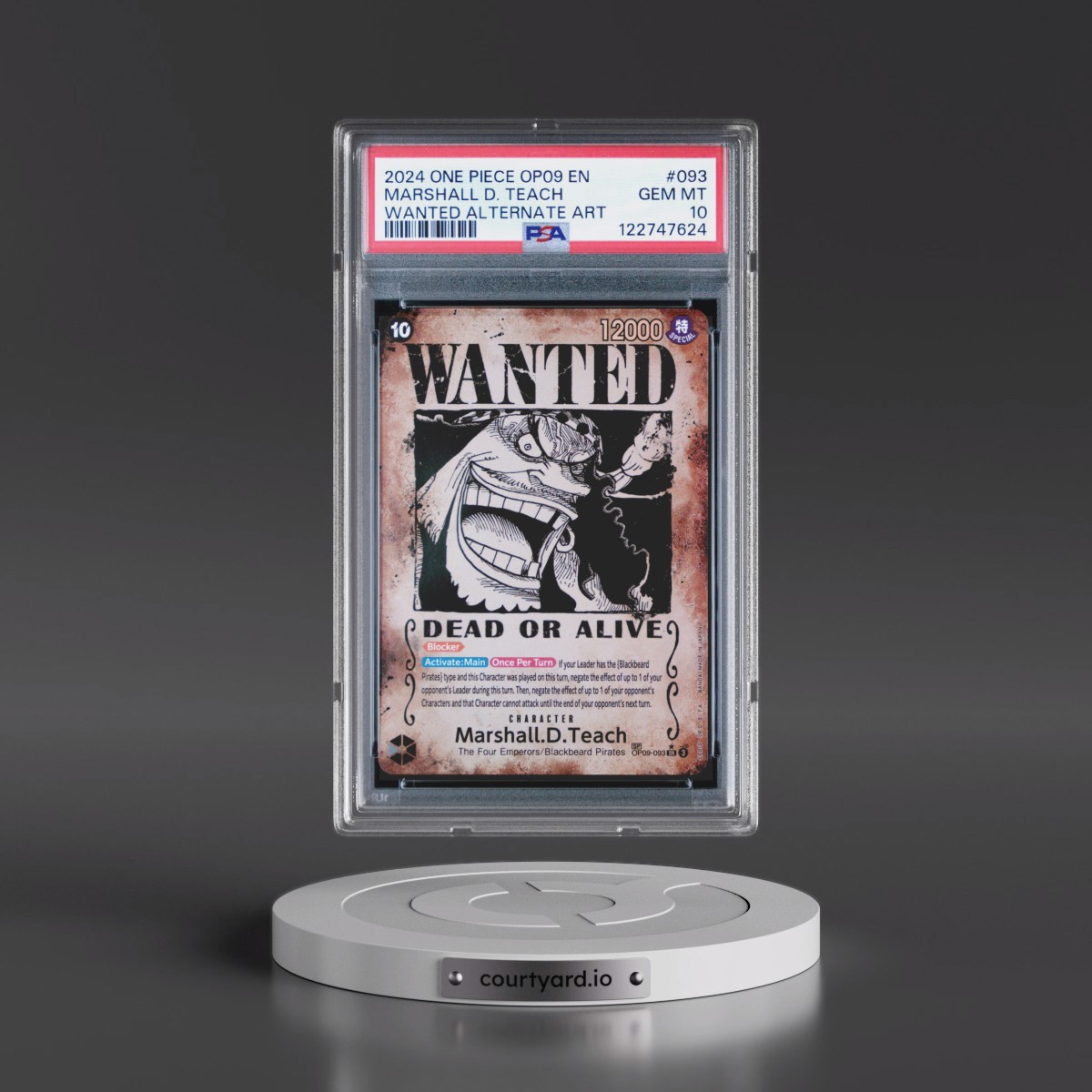 2024 One Piece OP09-Emperors in the New World #093 Marshall D. Teach - Wanted Alternate Art (PSA 10 GEM MINT)