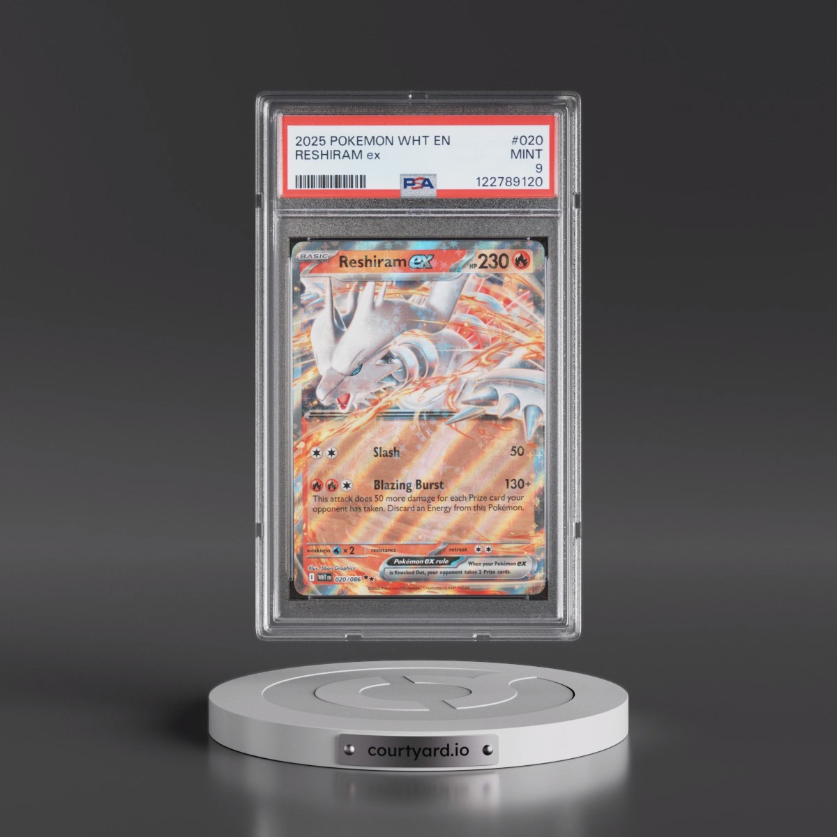 2025 Pokémon Wht EN-White Flare #020 Reshiram EX - Holo (PSA 9 MINT)