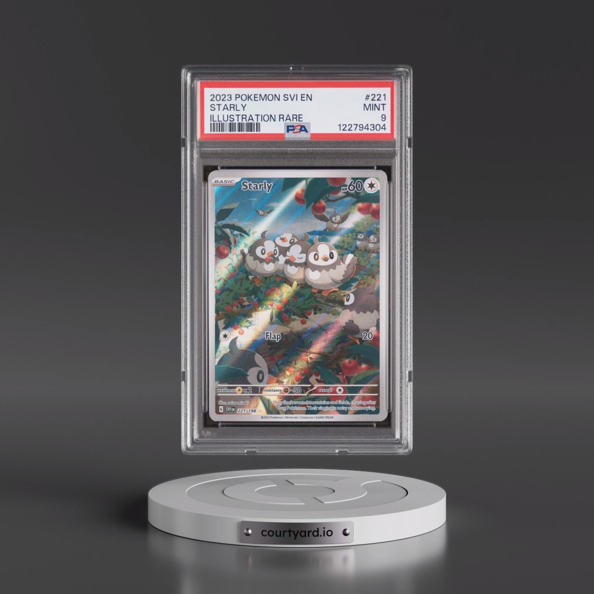 2023 Pokémon Svi EN-Scarlet & Violet #221 Starly - Illustration Rare (PSA 9 MINT)