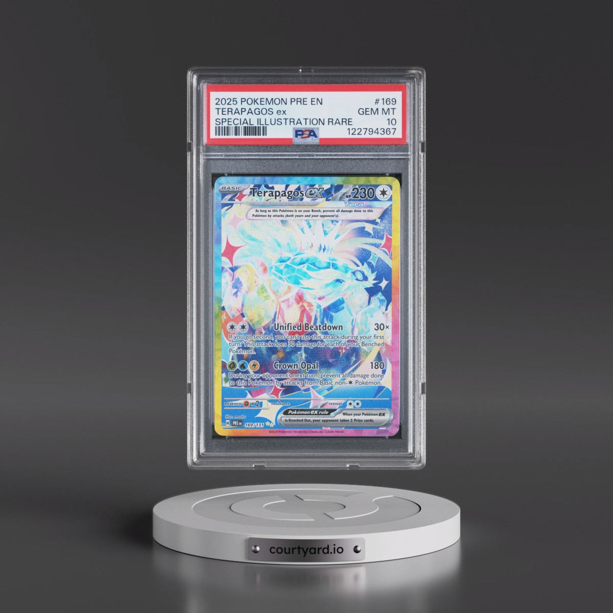 2025 Pokémon Pre EN-Prismatic Evolutions #169 Terapagos EX - Holo Special Illustration Rare (PSA 10 GEM MINT)