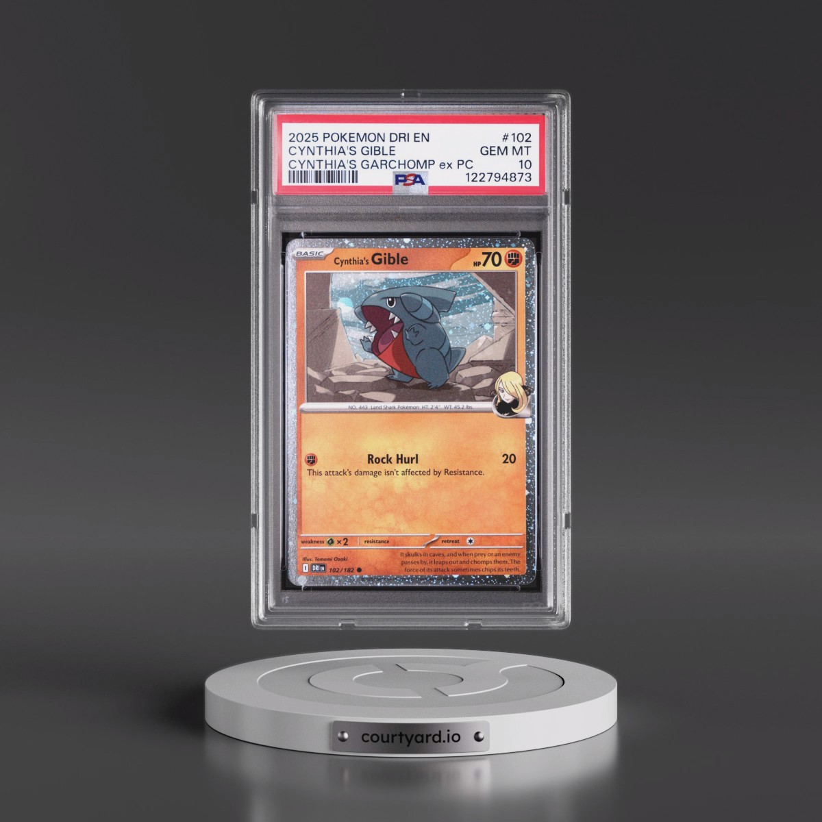 2025 Pokémon Dri EN-Destined Rivals #102 Cynthia's Gible - Cynthia's Garchomp EX Premium Collection (PSA 10 GEM MINT)