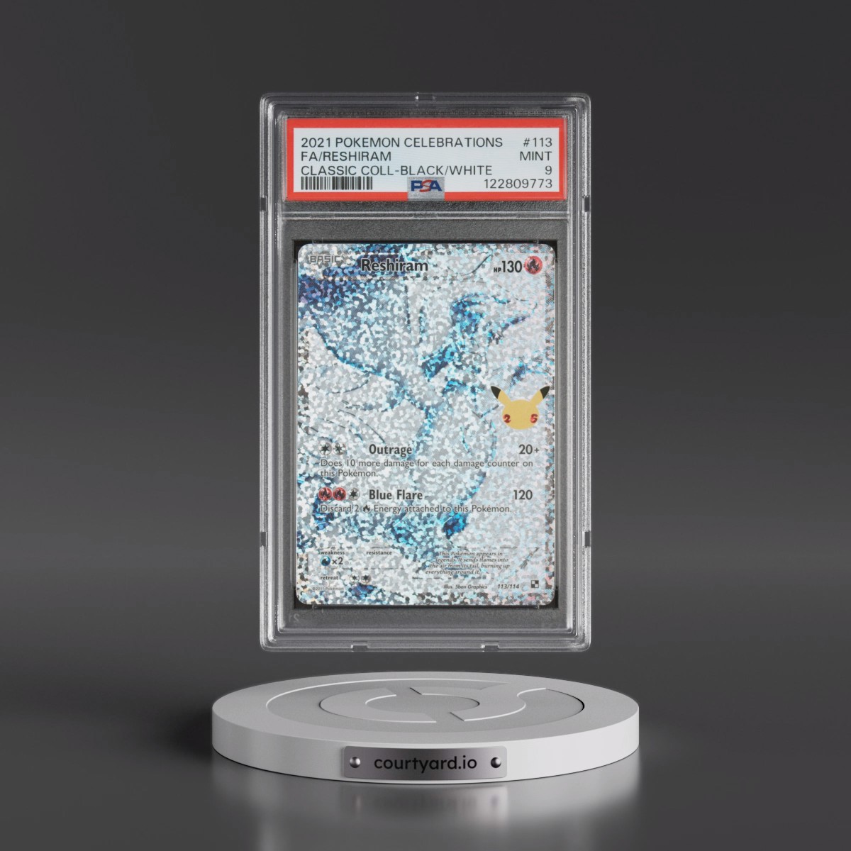 2021 Pokémon Celebrations Classic Collection #113 Reshiram - Full Art (PSA 9 MINT)