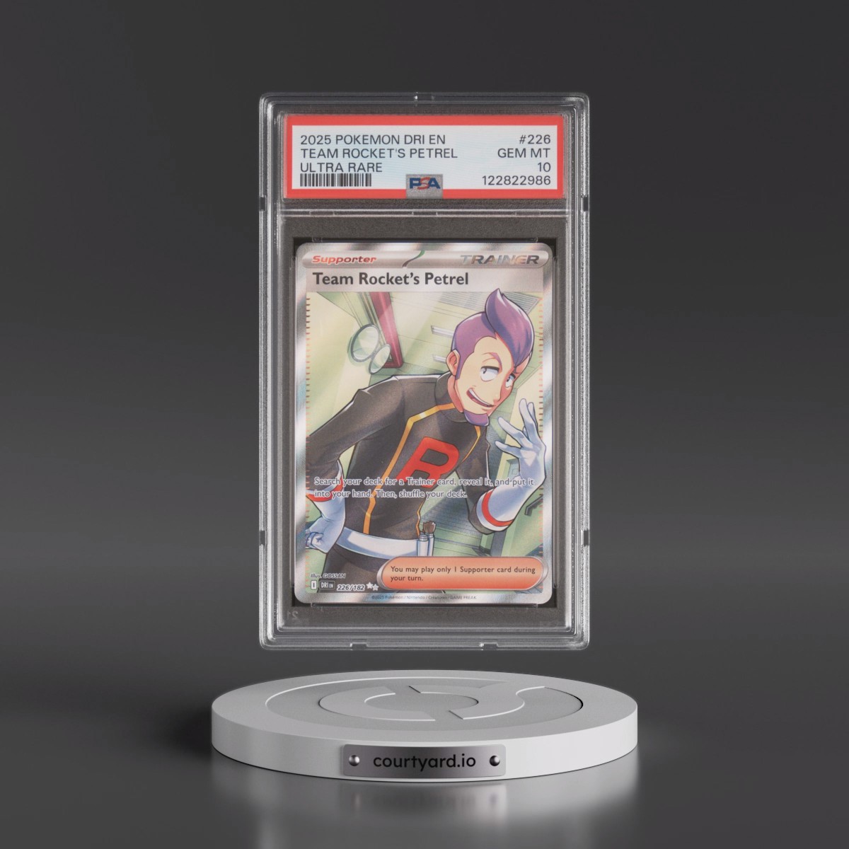 2025 Pokémon Dri EN-Destined Rivals #226 Team Rocket's Petrel - Ultra Rare (PSA 10 GEM MINT)