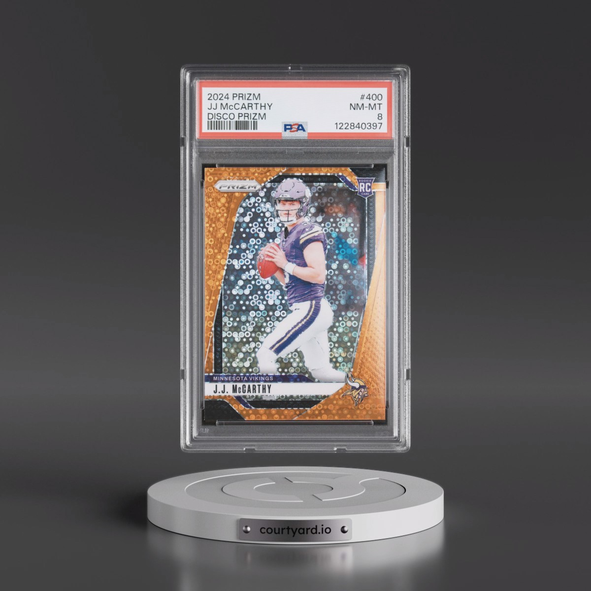 2024 Panini Prizm #400 JJ McCarthy - Disco Prizm (PSA 8 NM-MT)
