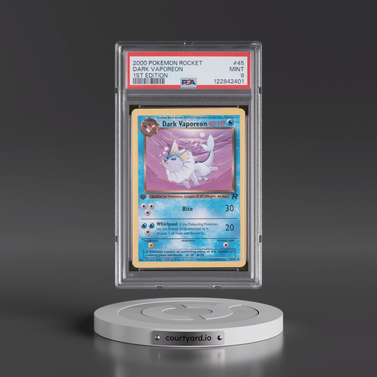2000 Pokémon Rocket #45 Dark Vaporeon - 1st Edition (PSA 9 MINT)