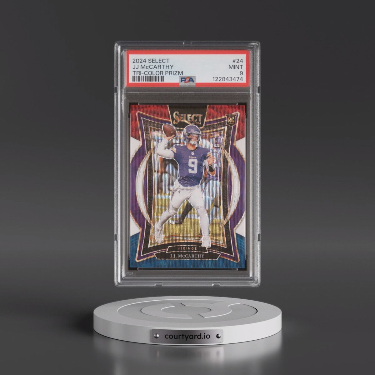 2024 Panini Select #24 JJ McCarthy - Tri-Color Prizm (PSA 9 MINT)
