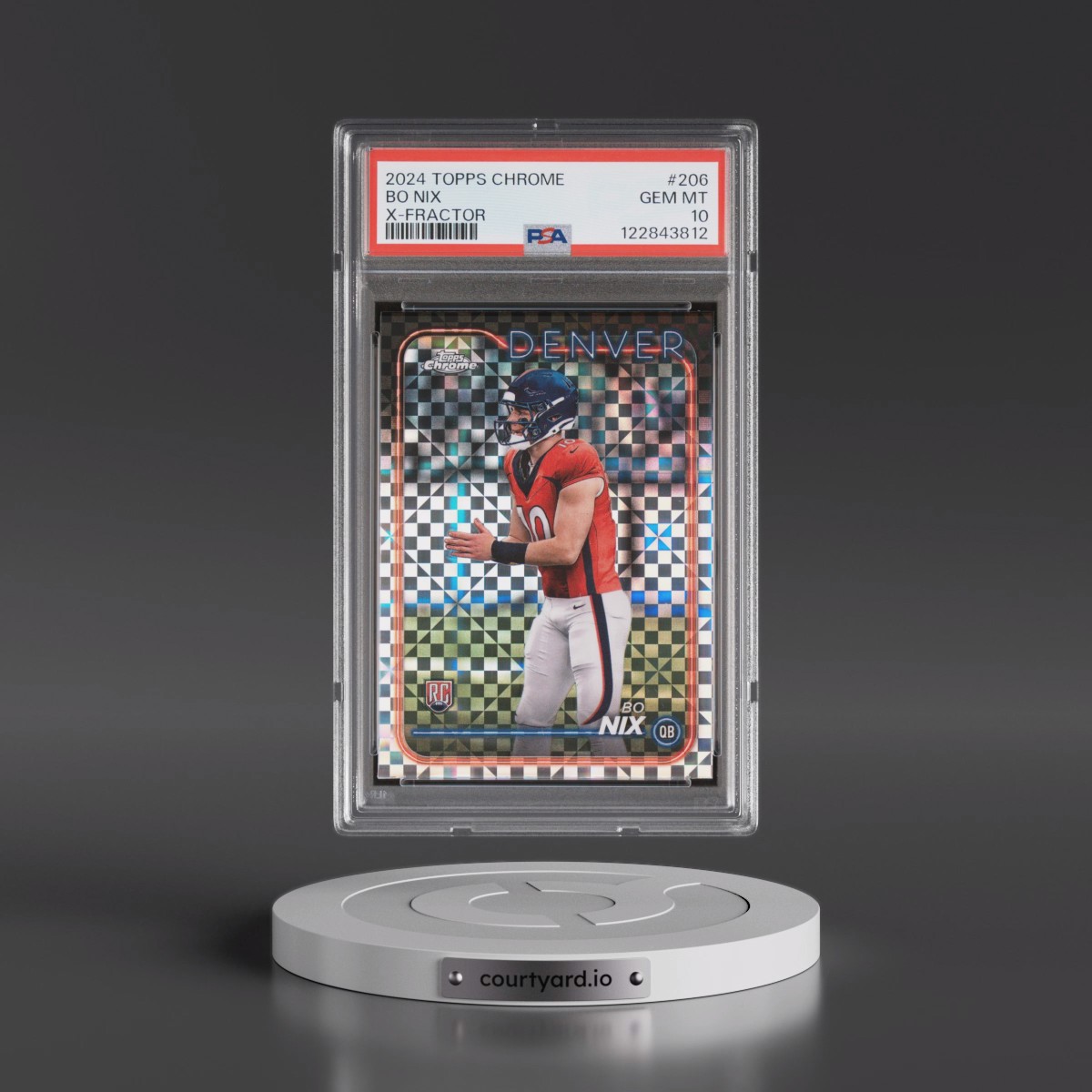2024 Topps Chrome #206 Bo Nix - X-Fractor (PSA 10 GEM MINT)