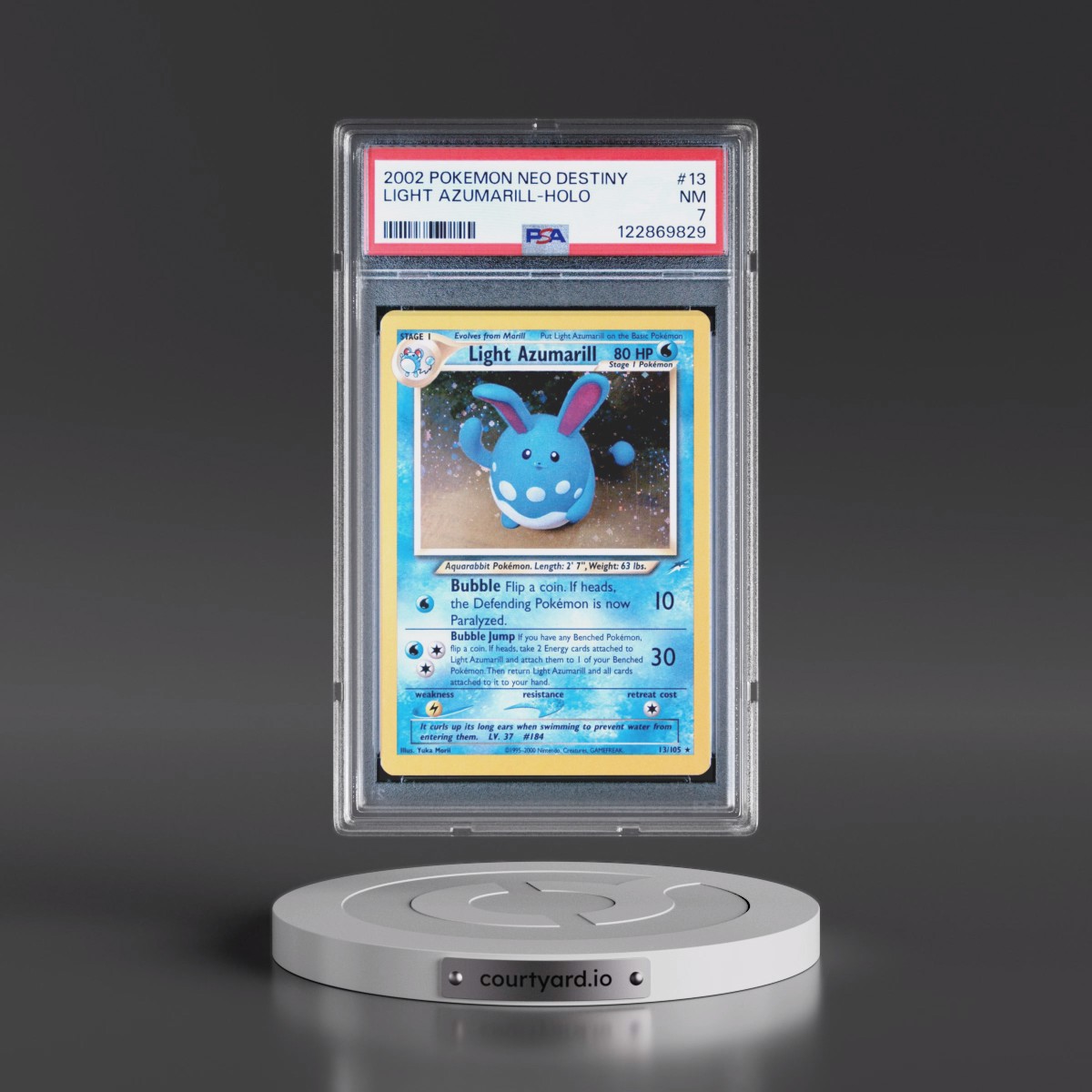 2002 Pokémon Neo Destiny #13 Light Azumarill - Holo (PSA 7 NM)
