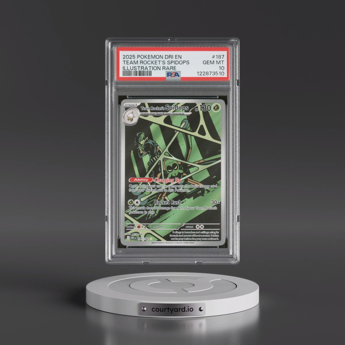 2025 Pokémon Dri EN-Destined Rivals #187 Team Rocket's Spidops - Illustration Rare (PSA 10 GEM MINT)