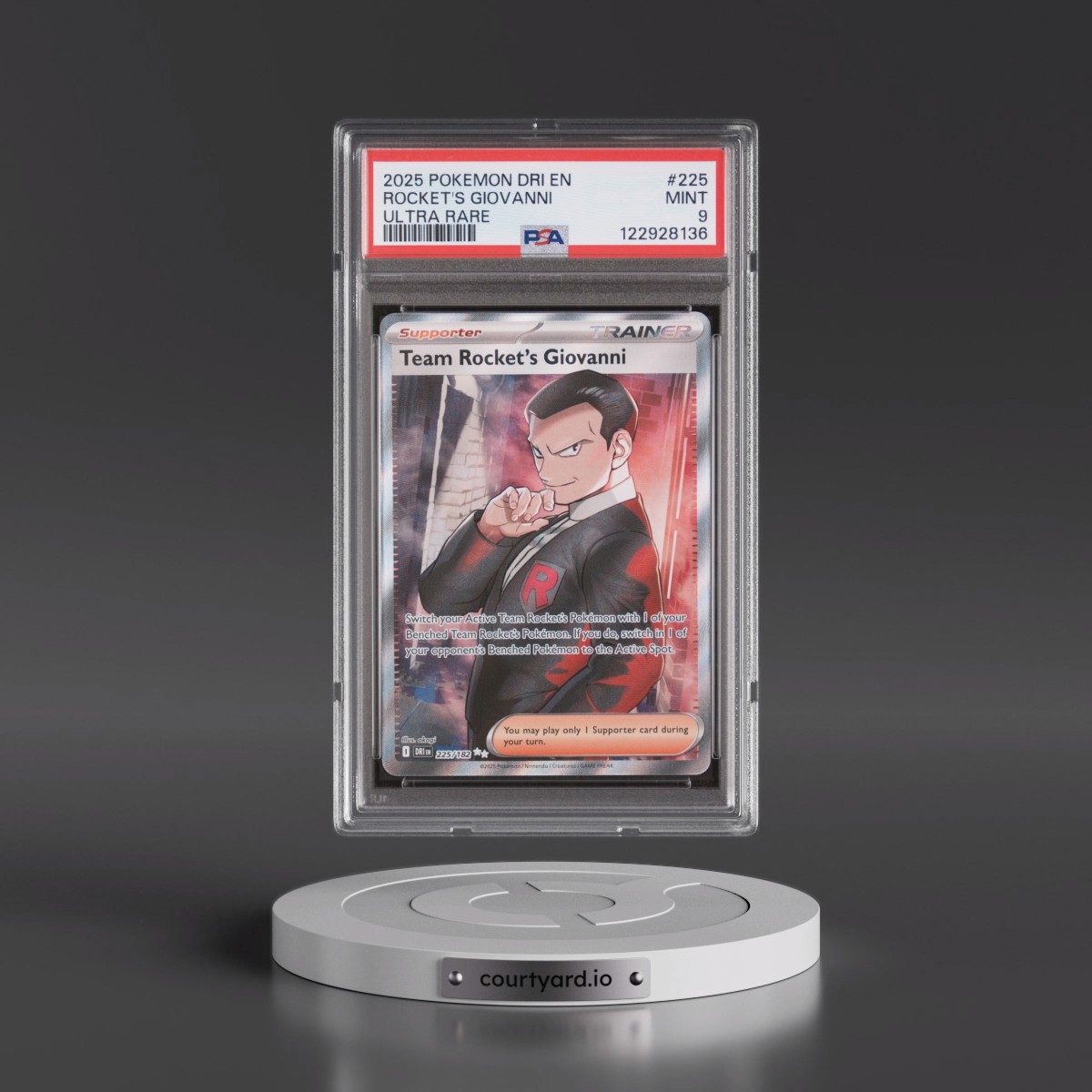 2025 Pokémon Dri EN-Destined Rivals #225 Team Rocket's Giovanni - Ultra Rare (PSA 9 MINT)