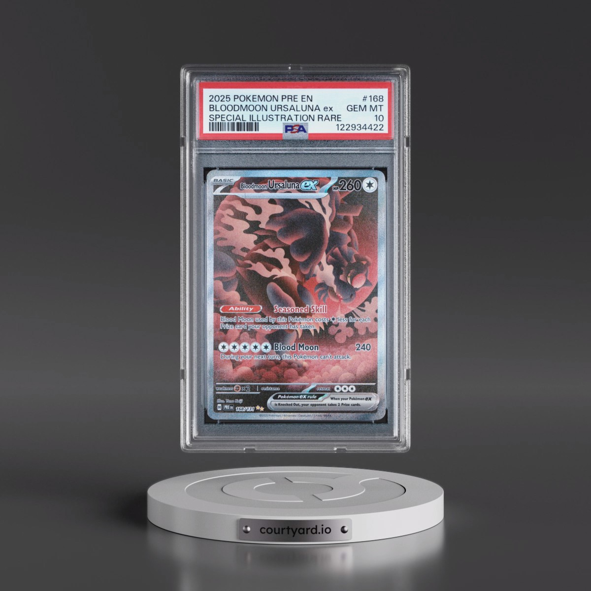 2025 Pokémon Pre EN-Prismatic Evolutions #168 Bloodmoon Ursaluna EX - Holo Special Illustration Rare (PSA 10 GEM MINT)