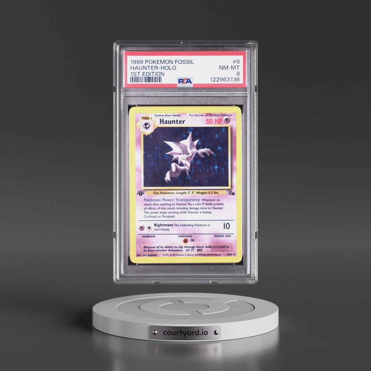 1999 Pokémon Fossil #6 Haunter - 1st Edition Holo (PSA 8 NM-MT)