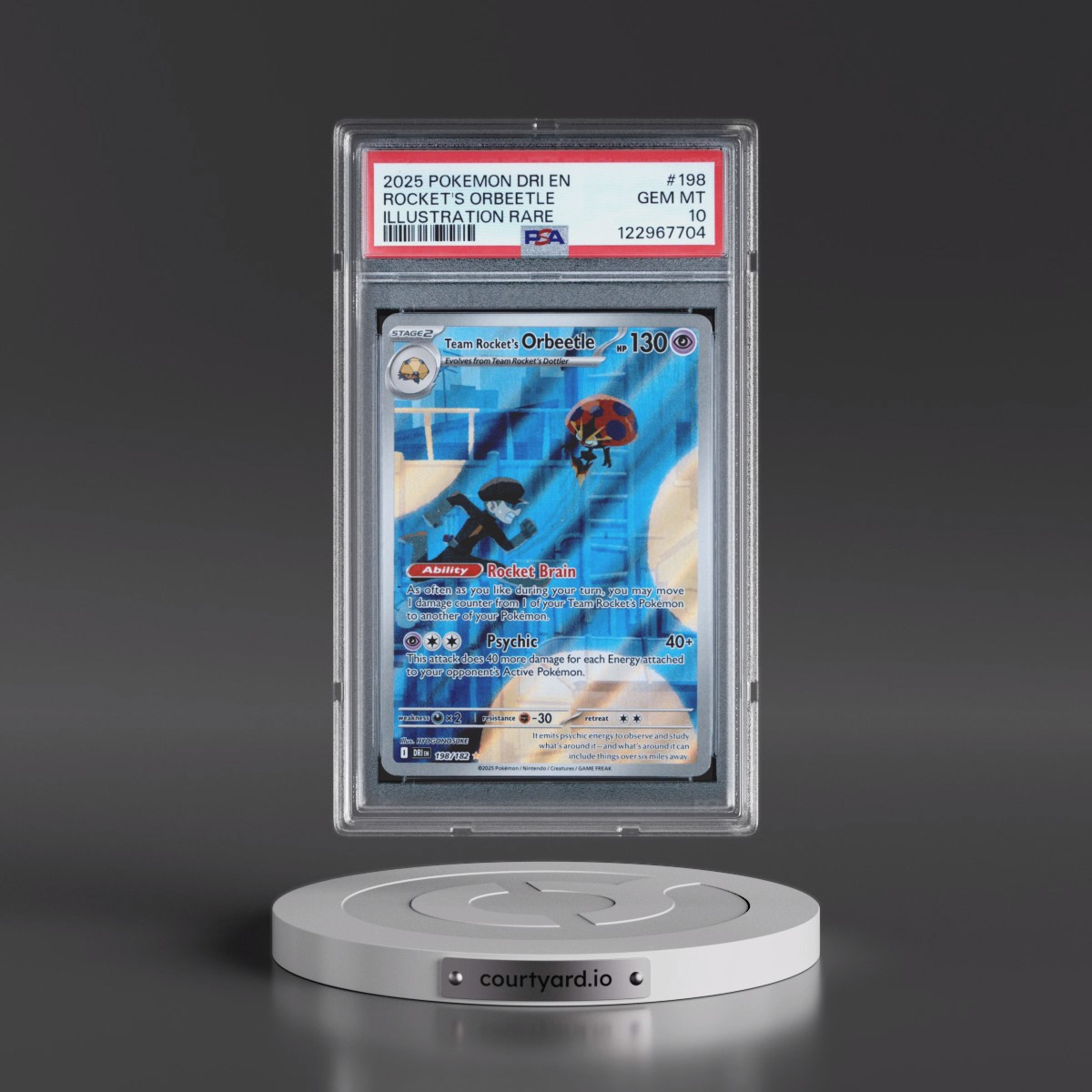 2025 Pokémon Dri EN-Destined Rivals #198 Team Rocket's Orbeetle - Illustration Rare (PSA 10 GEM MINT)