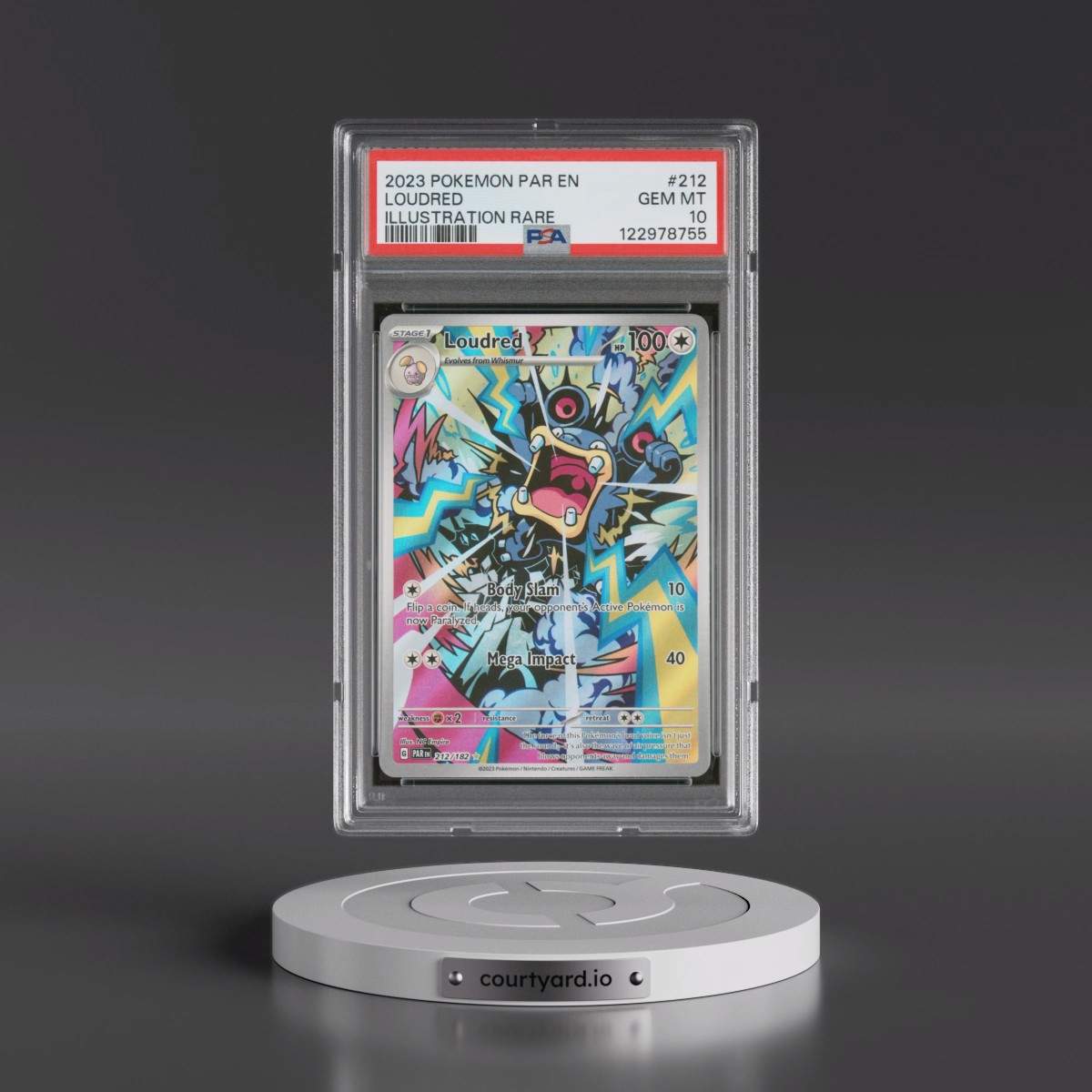 2023 Pokémon Par EN-Paradox Rift #212 Loudred - Illustration Rare (PSA 10 GEM MINT)