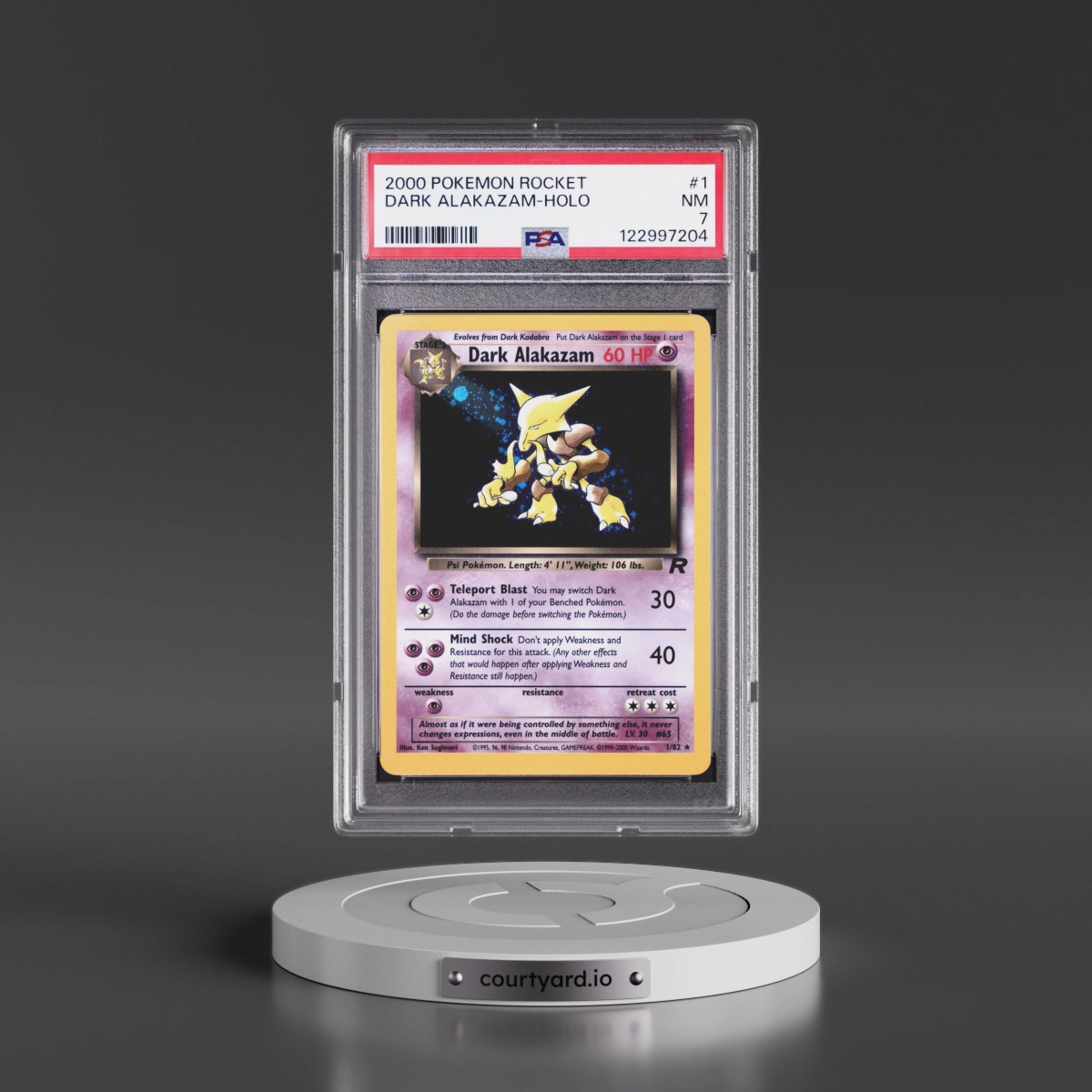 2000 Pokémon Rocket #1 Dark Alakazam - Holo (PSA 7 NM)