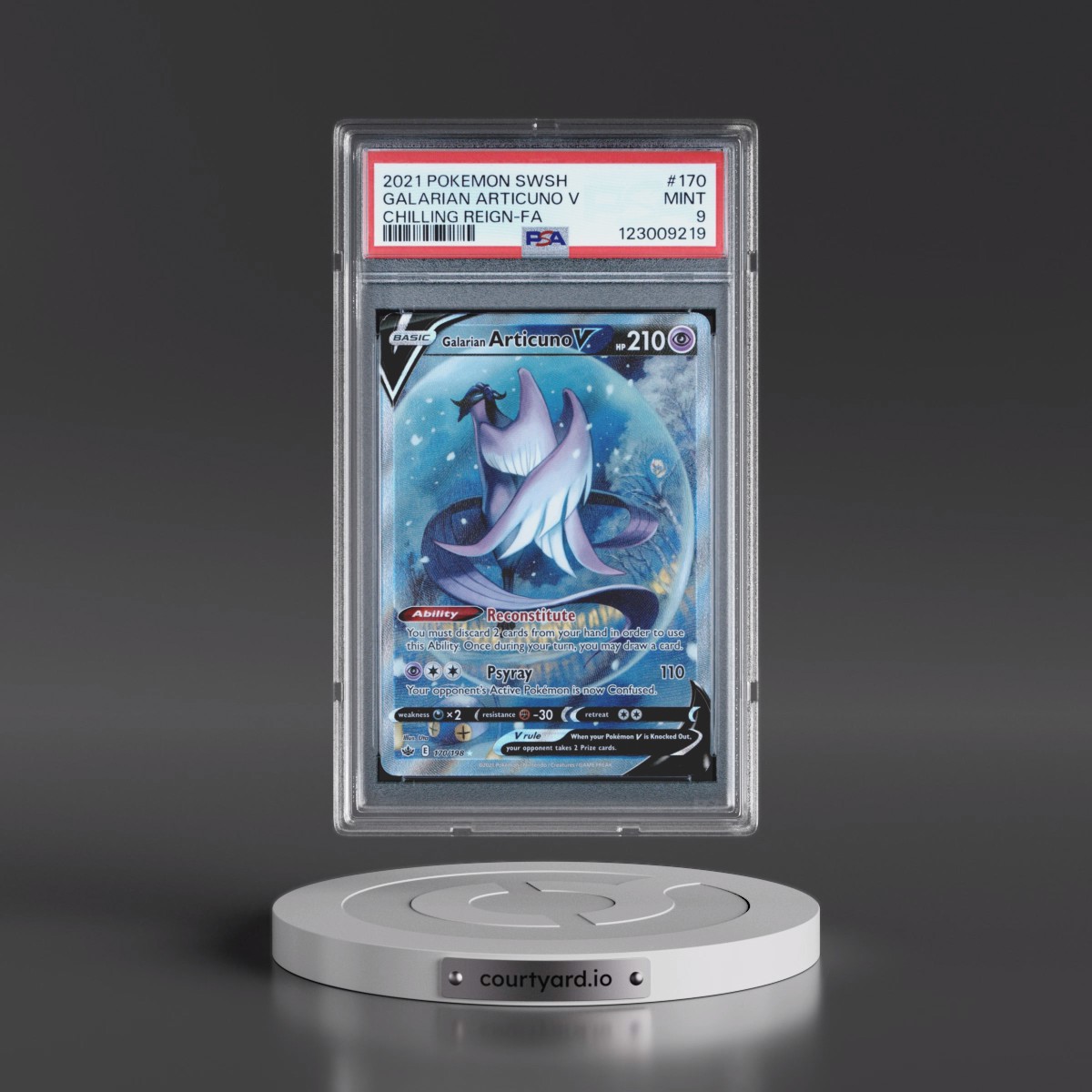 2021 Pokémon Sword & Shield Chilling Reign #170 Galarian Articuno V - Holo Full Art (PSA 9 MINT)