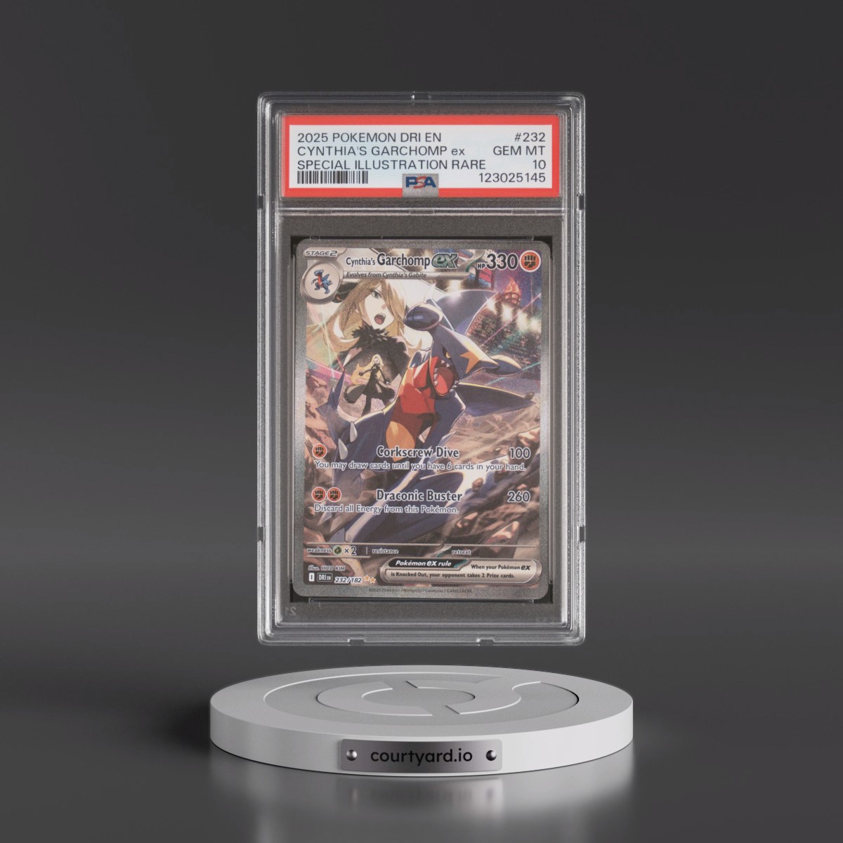 2025 Pokémon Dri EN-Destined Rivals #232 Cynthia's Garchomp EX - Holo Special Illustration Rare (PSA 10 GEM MINT)