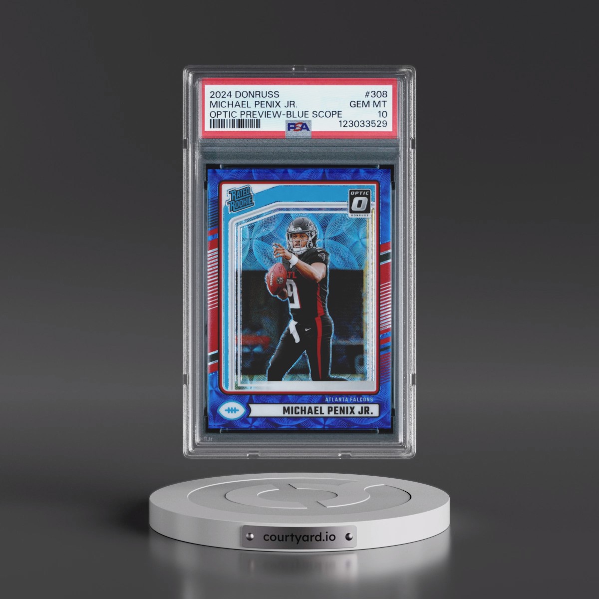 2024 Panini Donruss #308 Michael Penix Jr. - Optic Preview-Blue Scope (PSA 10 GEM MINT)