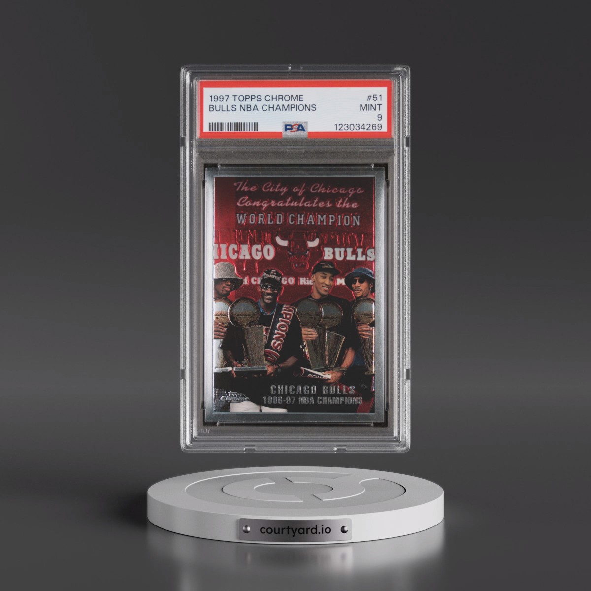 1997 Topps Chrome #51 Bulls NBA Champions (PSA 9 MINT)