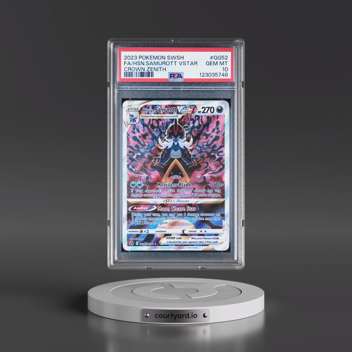 2023 Pokémon Sword and Shield Crown Zenith #GG52 Hisuian Samurott Vstar - Full Art (PSA 10 GEM MINT)